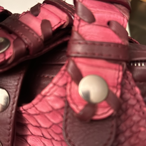 Chloe Snakeskin & Leather Bag - Pink & Maroon - Picture 3 of 10